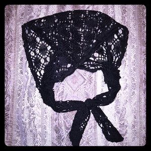 Stretchy Adjustable Head Scarf Black Lace